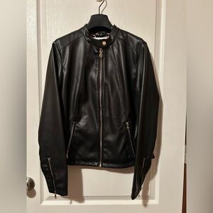 Calvin Klein Black Faux Leather Moto Jacket